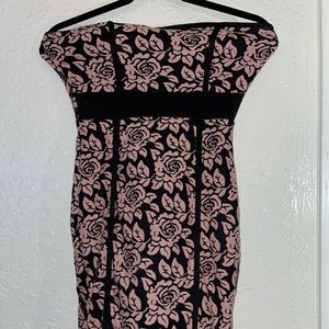 Floral pink and black dress